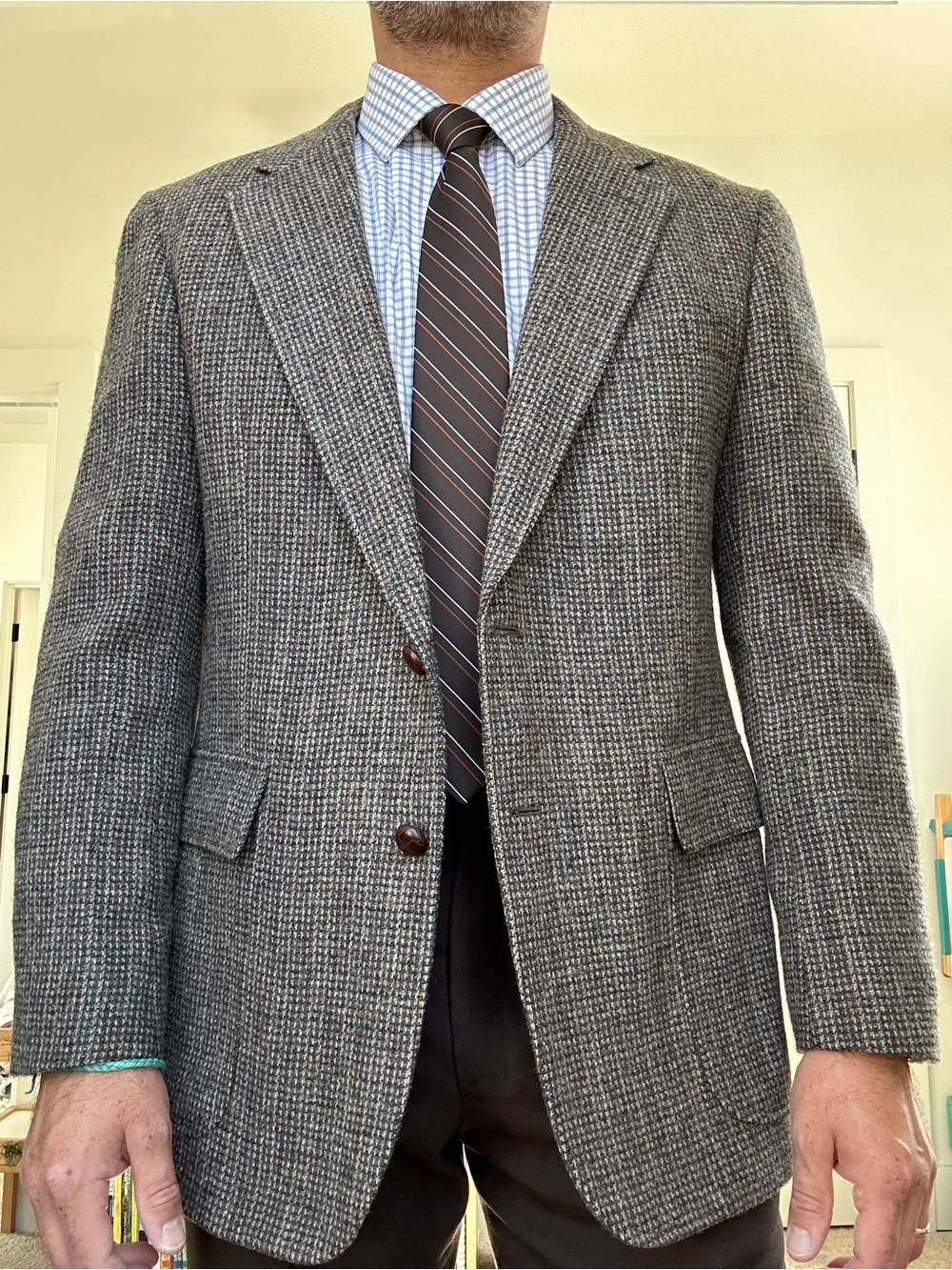 Vintage Cricketeer x LaHaie's Houndstooth Wool Blazer w/ Suede Elbow Patches